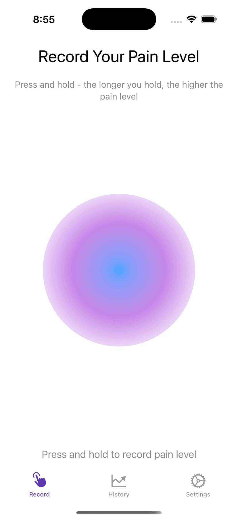 Threshold App Record Screen